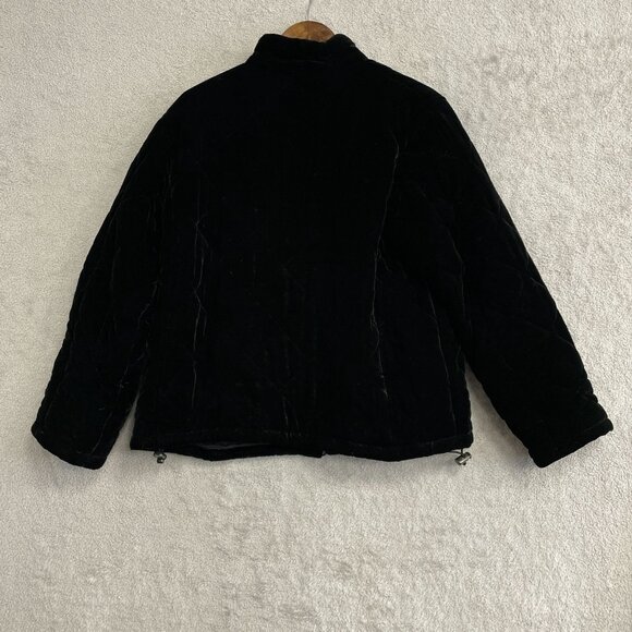 Lauren Ralph Lauren Silk Blend Women's M Black Quilted Velvet Full Zip Jacket - Picture 2 of 13